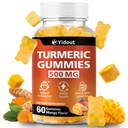 Turmeric Curcumin Gummies, Gummy with 500mg Turmeric Curcumin and Ginger with Black Pepper Extract for High Absorption,Mango Flavor (60 Count（Pack of 1）)