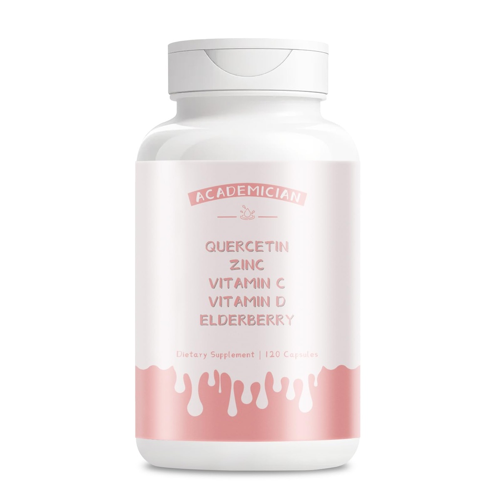 Vitamin D3 Vitamin C Supplements Quercetin Elderberry Capsules for Men Women Supplement - 120 Capsules