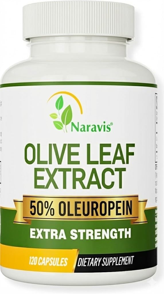 Naravis Olive Leaf Extract - 50% Oleuropein Immune Support Supplement - 120 Capsules (4-Month Supply)