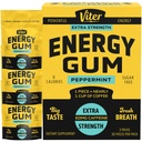 Viter Energy 60mg Caffeine Gum (Peppermint Flavor, 30 Pieces, 3 Pack) - Sugar Free, Vitamin B3, B6, B9, B12, Zero Calories, Caffeinated Energy Chews, Nootropic Focus Supplement for Men & Women