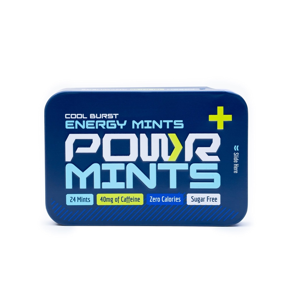POWR Energy Mints - 24 Mints, 40mg of Caffeine Per Mint, Sugar Free, Zero Calories, No Aspartame - Pre-Workout, Cycling, Running, Endurance - Focus & Energy