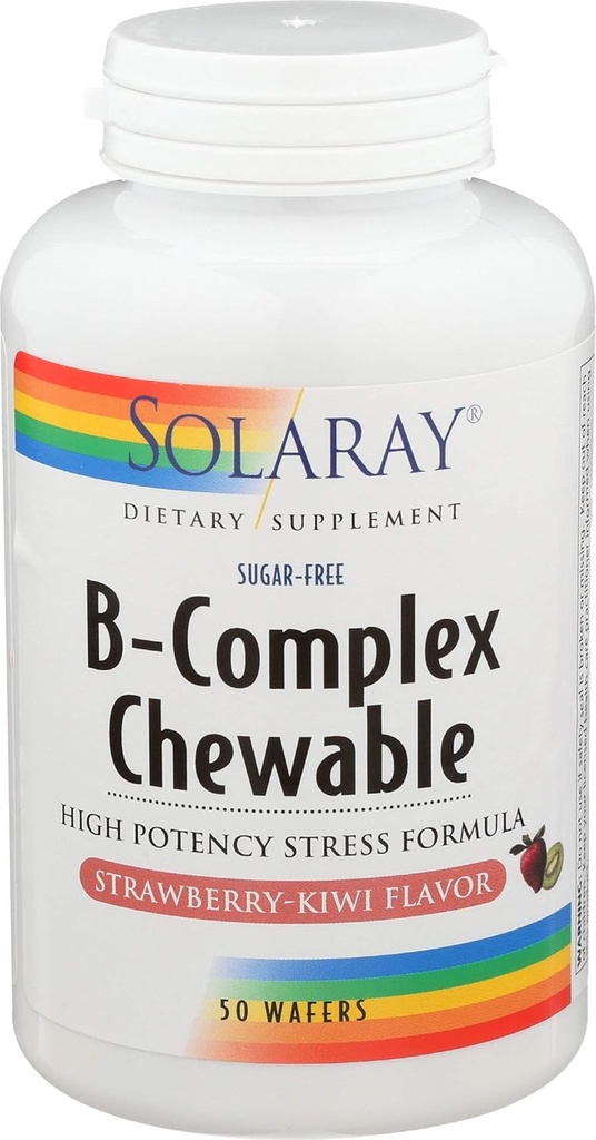 Solaray, υψηλής ισχύος B-Complex μασώμενη, φυσική γεύση φράουλας, 50 μασώμενα