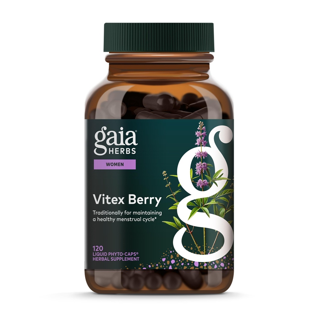 Gaia Herbs Vitex Berry - Υποστηρίζει την ισορροπία ορμονών & γονιμότητα για τις γυναίκες - Υγιεινή προγεστερόνη για την έμμηνη υγεία - 120 Vegan Caps (60-Ημέρα προσφοράς)