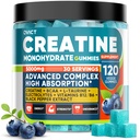 99.99% Creatine Monohydrate Gummies for Men Women 5g, 7-in-1 Pre-Workout Complex with BCAA, Taurine, B12/6 & Electrolytes, 6X Boost Energy, Muscle Strength & Recovery, Brain Focus, Vegan, Sugar Free