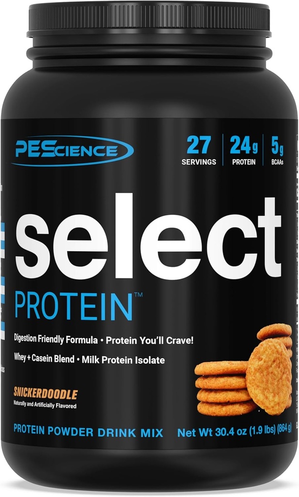 PEScience Select Protein Powder, Whey and Casein Blend, Clean Protein Powder for Women and Men, Low Calorie, Low Carb, Keto Friendly, Gluten Free - Snickerdoodle - 27 Μερίδες
