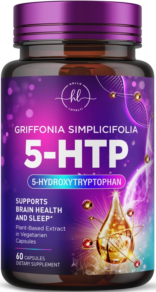 5-HTP Supplement - 200mg per Serving - Extra Strength 5HTP from Griffonia Simplicifolia - Supports Restful Sleep, Natural Calm & Brain Health - 5 Hydroxytryptophan - Bottled in USA - 60 Capsules