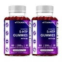 Vitamatic Sugar Free 5-HTP 200mg Gummies with B6 – 60 Pectin-Based Gummies – Mood Support & Stress Relief- 2 Pack