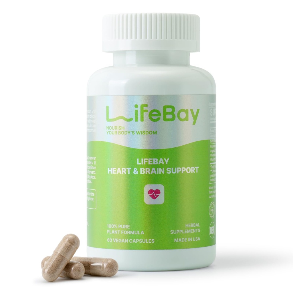Heart & Brain Support - Inspired by Chinese Herbal Wisdom - A Circulation Supplement for Heart Health, Memory and Focus - with Notoginseng & Salvia - Made in USA - 60 Vegan Capsules