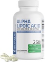 Bronson Alpha Lipoic Acid 600mg Free Radical Scavenger Υποστηρίζει την υγεία - μη ΓΤΟ, 250 κάψουλες χορτοφάγων (125 εξυπηρετούν)
