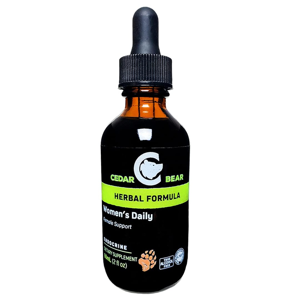 Cedar Bear Women's Support Daily a Liquid Herbal Supplement That Helps Support Healthy Menstrual Cycles, The Female Reproductive System, and Healthy Hormonal Function 2 Fl Oz