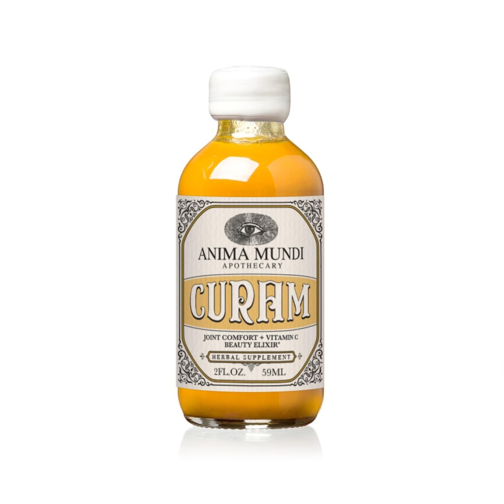 Anima Mundi Apothecary Curam Organic Beauty Elixir - Liquid Turmeric Tincture - Adaptogenic Liquid Herbal Tincture with Organic Turmeric Root Extract - Add to Tea, Coffee, Smoothies and More (2oz)