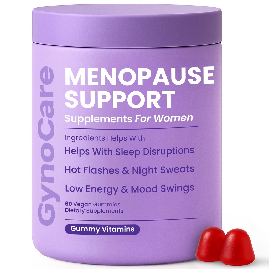 Menopause Supplements for Women | Menopause Gummy Vitamins | Relief for Hot Flashes, Night Sweats & Mood Swings | Helps Sleep Disruptions & Brain Function | 60 Vegan Gummies