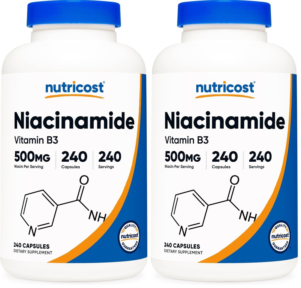 Nutricost Niacinamide (Vitamin B3) 500mg, 240 Capsules - Non-GMO, Gluten Free, Flush Free Vitamin B3 (Pack of 2)