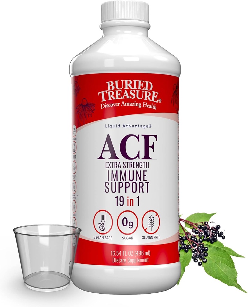 Θαμμένος Θησαυρός ACF Extra Strength Immune Support, 16oz. με Κύπελλο Δόσης, Βιταμίνες και Βότανα, Συμπλήρωμα Ενίσχυσης Διατροφής Ανοσίας