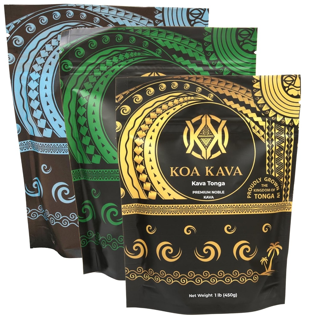 1 λίρα Koa Kava Bundle με Premium Tongan, Fijian Waka και Vanuatu Waka Kava Root Powder