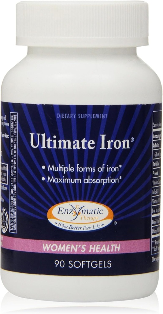 Enzymatic Therapy Ultimate Iron Softgels, 90 Count