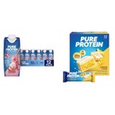 Pure Protein Strawberry Protein Shake, 30g Protein, 12 Pack and Pure Protein Lemon Cake Bars, 20g Protein, 12 Count