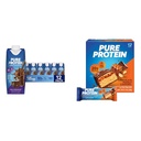 Pure Protein Chocolate Protein Shake, 30g Protein, 12 Pack and Pure Protein Bars, 20g Protein, Chocolate Peanut Caramel, 12 Count