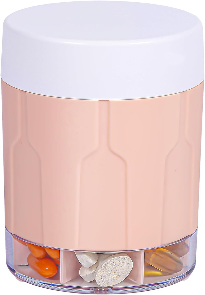 Betife Extra Large Supplement Organizer,Weekly Pill Organizer Bottle, Daily Pill Dispenser with 7 Large Compartments, Organizer to Hold 7 Day Vitamin Medication,21 Labels and a Cleaning Brush（Pink）