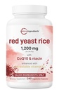 Micro Ingredients Red Yeast Rice with CoQ10 1200mg, 240 Veggie Capsules | Cholesterol Support & Heart Health Supplements* | 4-in-1 with Flush Free Niacin & Fat Soluble Vitamin C | Filler Free, Non-GMO
