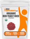 BulkSupplements.com Organic Red Yeast Rice Powder - Organic Red Yeast Rice Supplement, for Heart Health Support - Vegan Friendly, 500mg per Serving, 500g (1.1 lbs) (Pack of 1)
