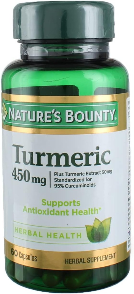 Nature's Bounty Turmeric 450 mg Κάψουλες - 60 ct, Συσκευασία των 3