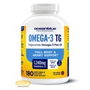 Oceanblue Omega-3 TG Fish Oil - Heart, Brain, Eye Support | 180 Softgels - 90 Servings | 1240mg Omega-3, 676mg EPA, 450mg DHA | Burp-Free