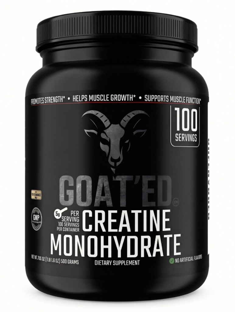GOAT'ED Creatine Monohydrate Powder | 100% Pure Micronized Creatine for Muscle Growth, Strength & Recovery | High-Absorption, Unflavored Creatine Supplement for Men & Women, 100 Servings
