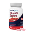 TRUEplus Glucose Tablets, Chewable, Strawberry Flavor, 15g Fast-Acting Carbohydrates, Fat Free, Gluten Free, Boost Energy, 50 Count