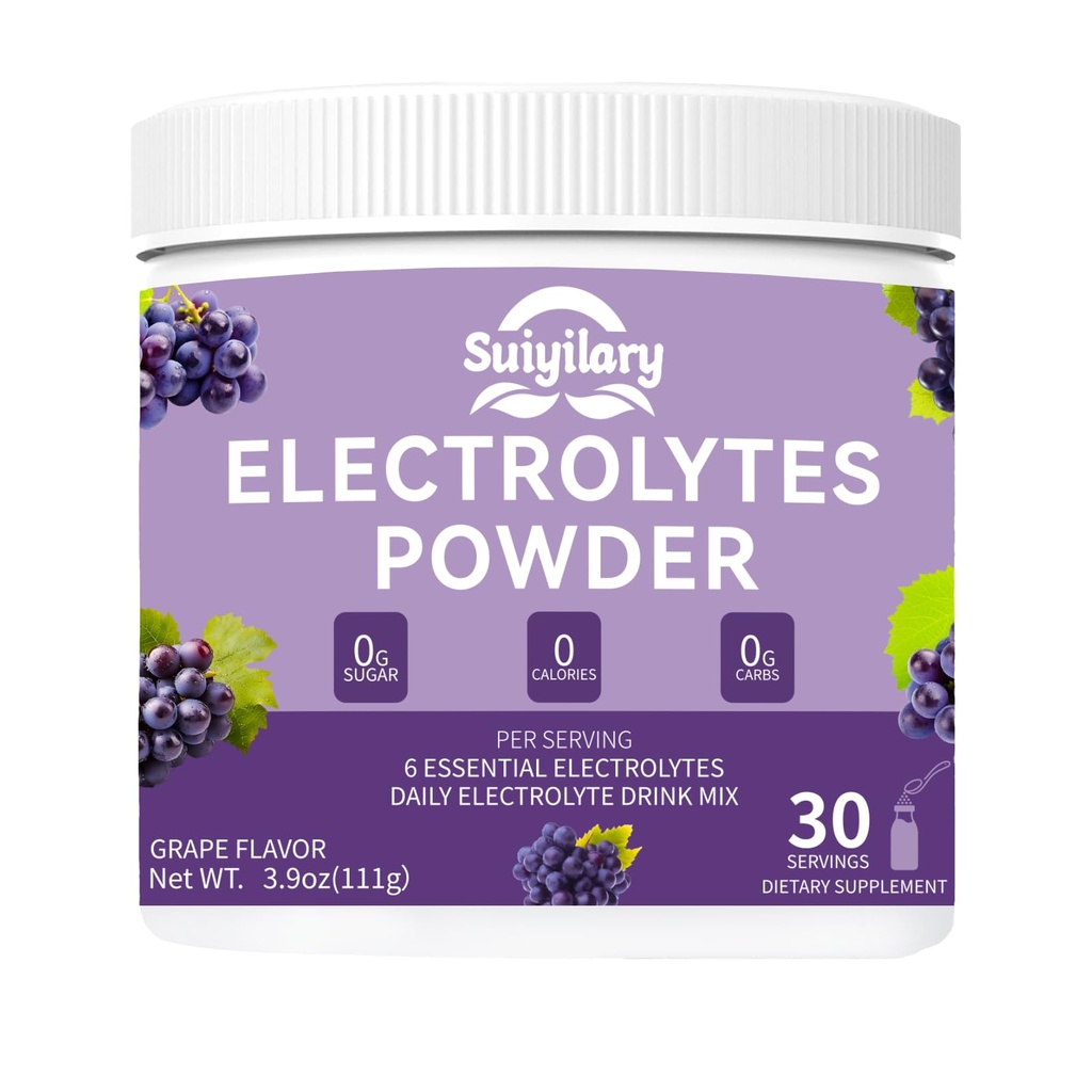 Sugar-Free Electrolyte Powder Drink Mix, Daily Hydration Powder with 6 Key Electrolytes, Trace Minerals, Keto Friendly, Vegan, Non-GMO, 30 Servings