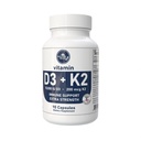 Vitamin D3 + K2, 10,000 IU D3, 200 mcg K2, 90 Capsules