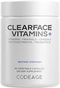 Codage Clearface Pantothenic Acid, Niacin Supplement, Βιταμίνες A, C, D3, E, Προβιοτικά, Ψευδάργυρος, Ριβοφλαβίνη, Thiamin, L-Lysine HCL & Omega-3, Niacinamide, Skin Botanical Blend - Non- GMO - 90 Κάψουλες