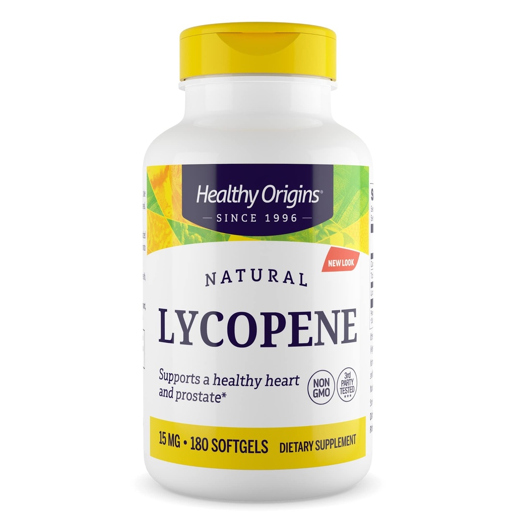 Healthy Origins Lycopene 15 mg, 180 Softgels - Natural Tomato Derived Antioxidant Supplement - Supports Prostate Health, Cardiovascular Function & Skin Cellular Support