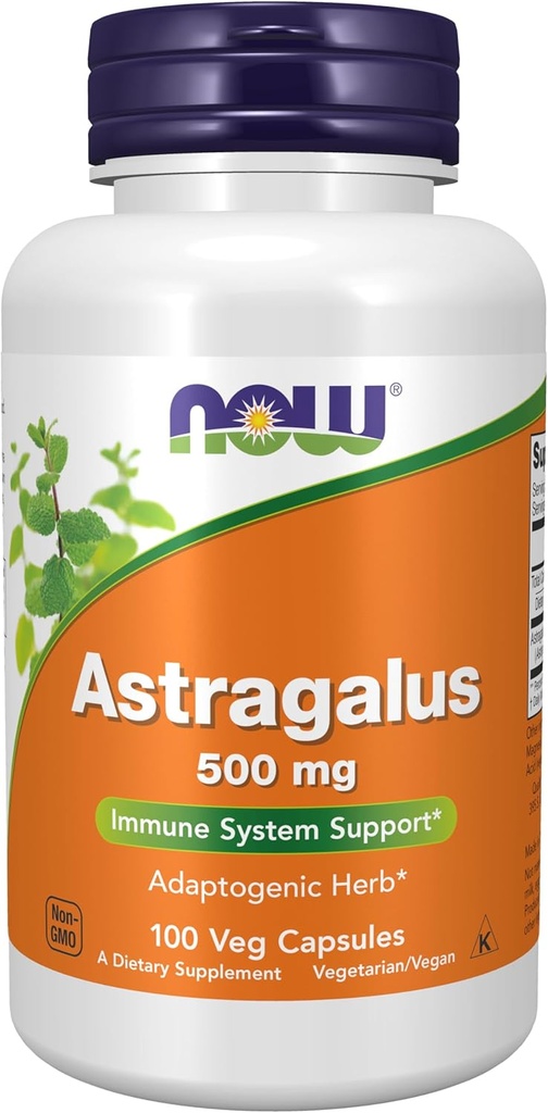 NOW Συμπληρώματα διατροφής, Astragalus (Astragalus membranaceus) 500 mg, Υποστήριξη ανοσοποιητικού συστήματος *, 100 Κάψουλες
