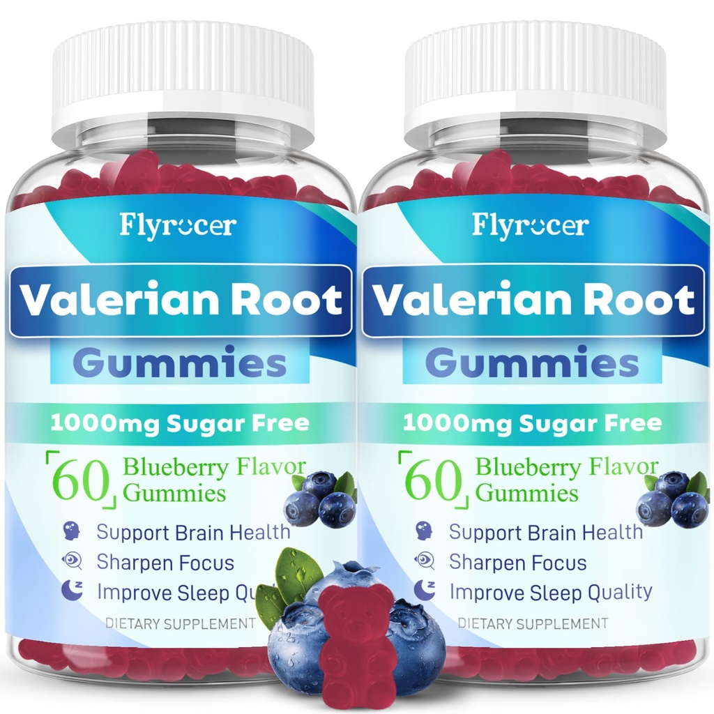 Valerian Root Gummies - Sugar Free Valerian Root Supplement for Adults, Herbal Supplement for Relaxation, Calming & Zzz, Vegan, Blueberry Flavor, 120 Count