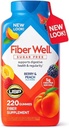 Vita Fiber Well Gummies Sugar Free | Berry & Peach Flavors (220 Count) Daily Fiber Supplement with Prebiotic Support | Adult Gummy Vitamins for Digestive Health & Regularity