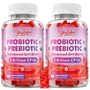 2 Pack Prebiotic + Probiotic Gummies for Women and Men, Probiotic Gummies Supports Gut Health, 5 Billion CFUs with Fibers, Vegan, Sugar-Free, 120 Count