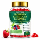 Probiotic Kombucha Gummies - Prebiotics, Probiotics, Postbiotics, Fiber Supplement, Slippery Elm, Dandelion Root, for Bloating, Gut Health - Probiotics for Women and Men