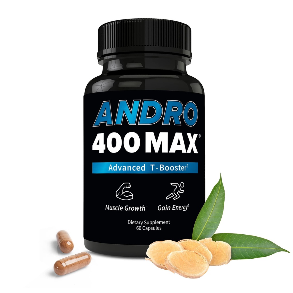 Andro400 Max Advanced T-Support & Nitric Oxide Booster – Tongkat Ali with L-Arginine & L-Citrulline – Supports Blood Flow, Circulation, and Physical Performance – 1 Pack, 60 Capsules