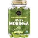 Maju Superfoods Βιολογικές κάψουλες Moringa, Oleifera Leaf, Extra-Fine Quality Φύλλα Moringa, Αποξηραμένα φύλλα δέντρου Drumstick, Βιολογικό συμπλήρωμα εκχύλισμα σκόνης Moringa Κάψουλες από φυτό (90 ct)