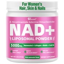 NAD Supplements for Women 5000mg, Liposomal NAD+ Powder with Resveratrol, Collagen Peptides, Biotin, CoQ10 & TMG for Healthy Aging, Cellular Energy, Hair Skin & Nails, Pink Lemonade Mix, 34 Servings