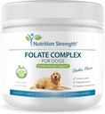 Folate for Dogs to Promote Cardiovascular & Prenatal Health, Support DNA Synthesis & Cell Maintenance, Folic Acid for Dogs with Zinc, Biotin, Iron & Vitamin B12, 120 Soft Chews