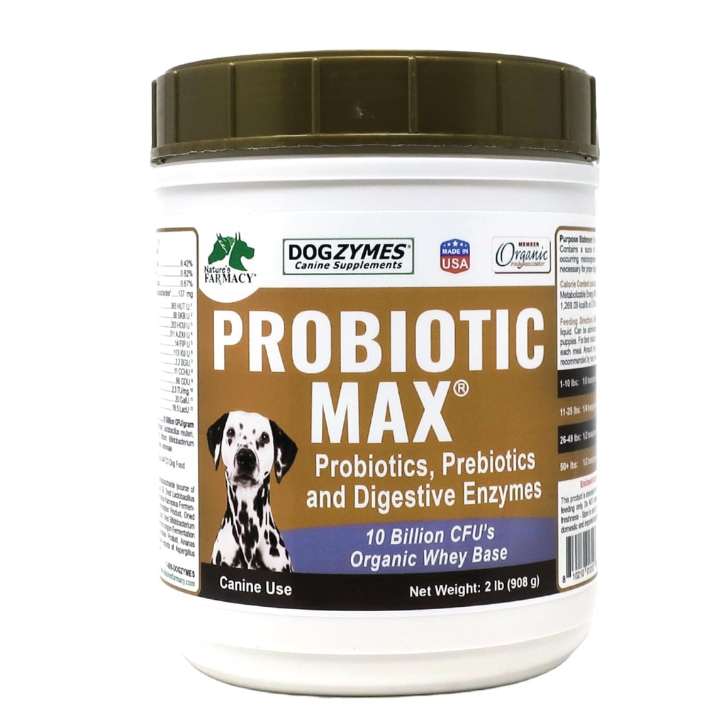 Dogzymes Probiotic Max -10 Billion CFU's Probiotics, Prebiotics, Digestive Enzymes (2 Pound)