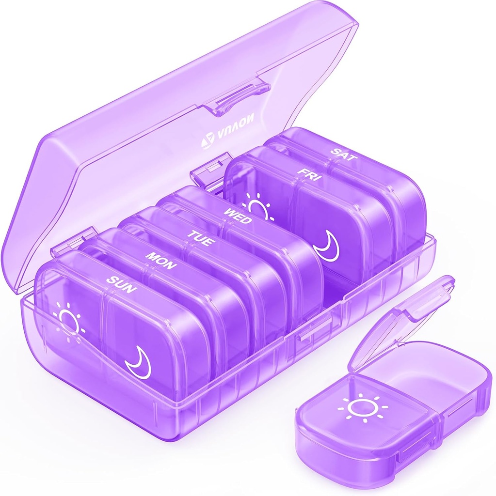 AUVON XL Weekly Pill Organizer 2 φορές την ημέρα, AM PM Pill περίπτωση με μία πλευρά μεγάλο άνοιγμα για εύκολη χρήση, Pill Box 7 Ημέρα Ταξιδιών Organizer για φάρμακα, βιταμίνες, ιχθυέλαια, συμπληρώματα