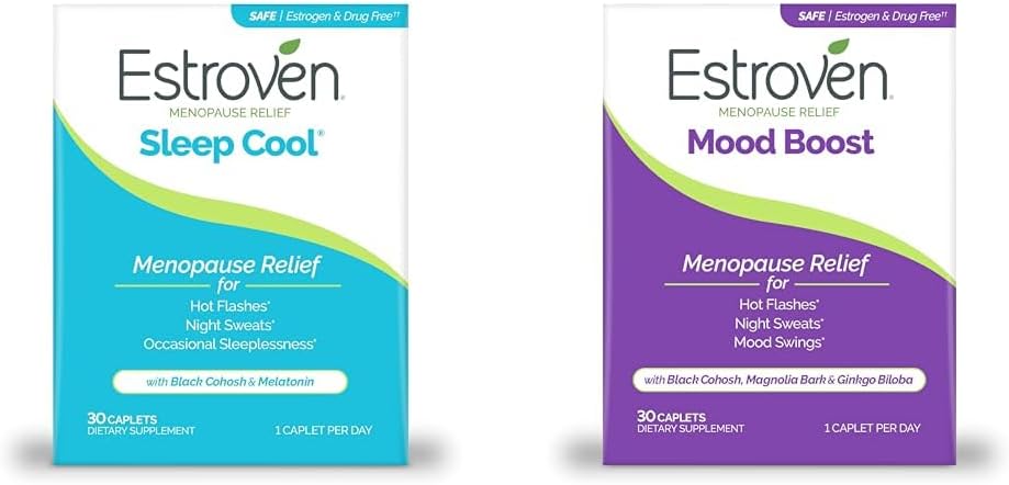 Estroven Sleep Cool for Menopause Relief, 30 Ct, Sleep Support Supplement & Mood Boost for Menopause Relief - 30 Ct. - Clinically Proven Ingredients