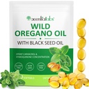 Oil of Oregano Softgel, Oil of Oregano with Black Seed Oil, Oregano Oils Capsules with High Carvacrol & Thymoquinone for Immune Support, Oregano Oils Capsule Supplement, 120 Softgels