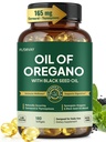 Oil of Oregano with Black Seed Oil Softgels, All-in-1 Immune Support Formula with Ultra-High Potency oregano leaf extract, 165mg Carvacrol & Thymoquinone, Non-GMO, 180 Wild Oregano Oil Capsules