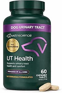 VetriScience Quick Action UT Health Chewable Tablets, UT Strength STAT Supplement for Dogs, Cranberry, Uva Ursi, and Chanca Piedra to Soothe Urinary Tract Discomfort, Smoke, 90 Count