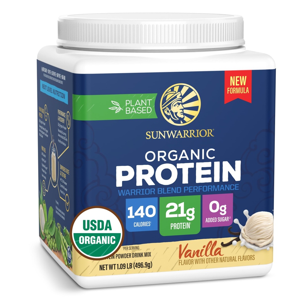 Sunwarrior Organic Vanilla Warrior Blend Performance Protein, 17.44 OZ