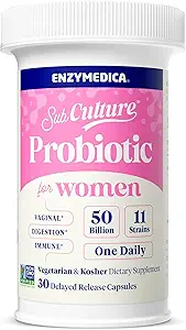Enzymedica SubCulture Probiotics για την Κολπική & Ουρική Υγεία των Γυναικών, 50 δισεκατομμύρια CFU, Υποστηρίζει ανοσοποιητικό + Digestive Υγεία & Κανονικότητα, 30 Count